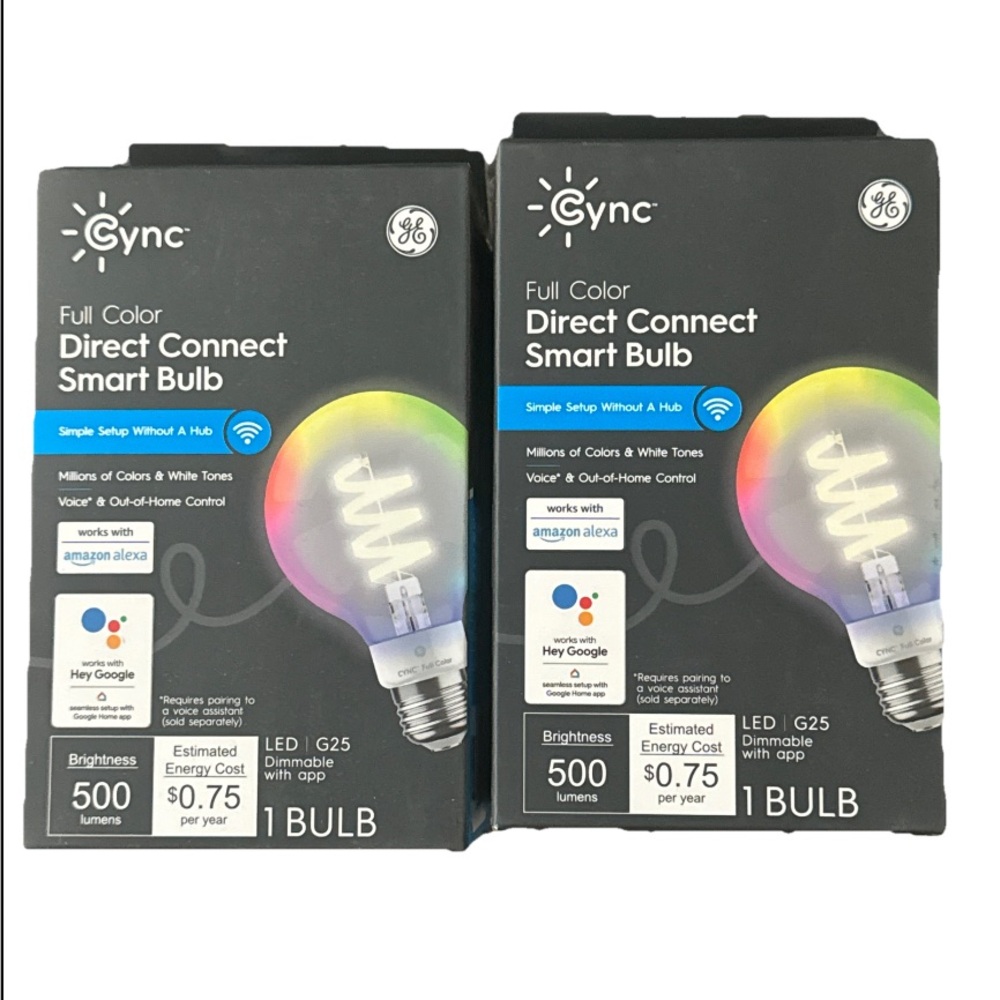 2 Pack GE Cync Smart Bulb Direct Connect works with Amazon Alexa and Hey Google